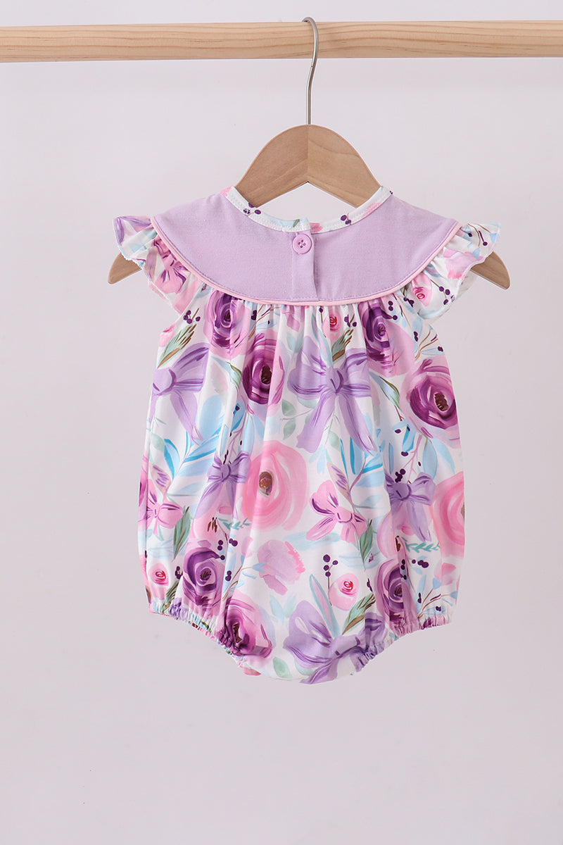 Purple MAMA'S GIRL floral ruffle bubble