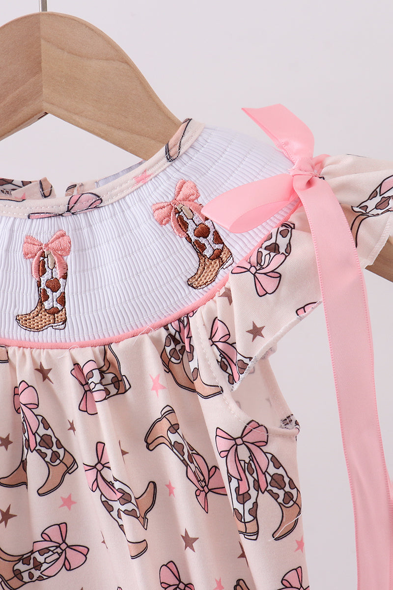 Western cowboy boots smocked bubble