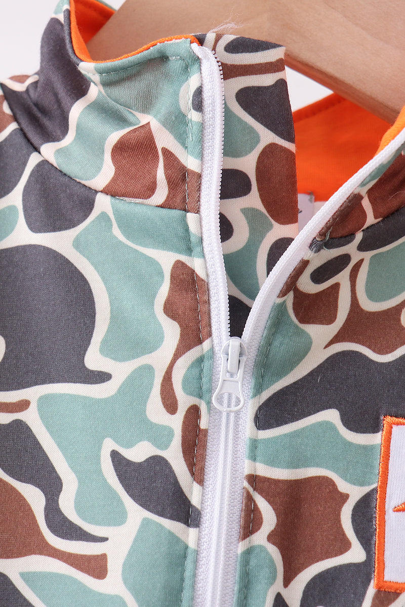 Camouflage duck embroidery zipper vest