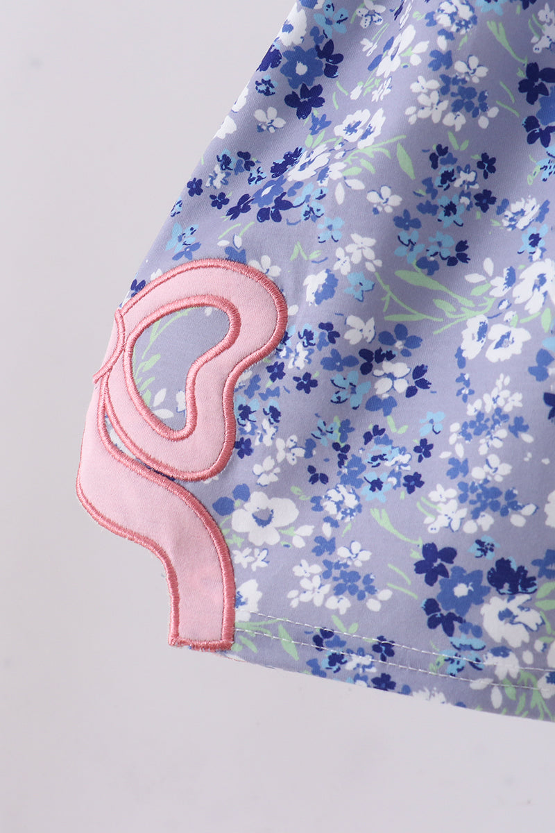 Blue floral bow dress