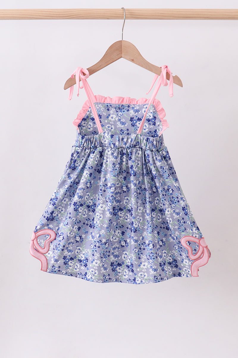 Blue floral bow dress