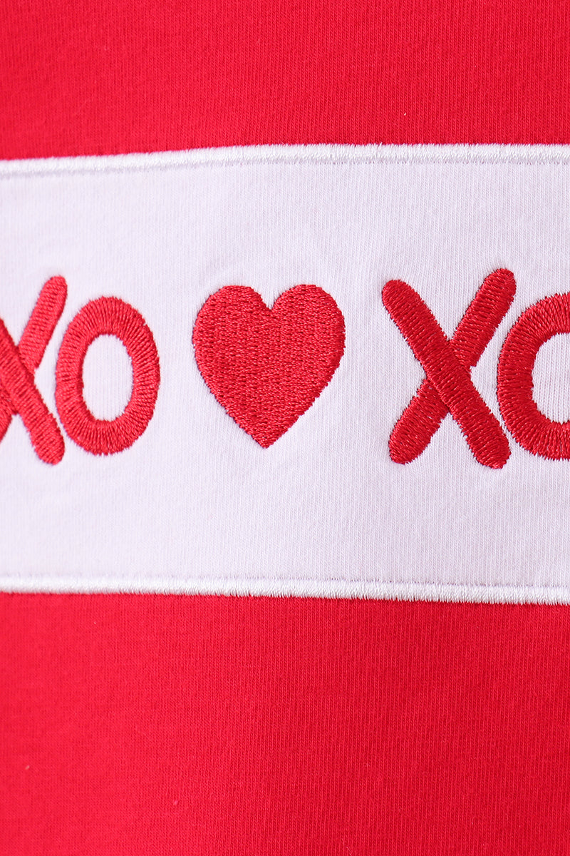 Red valentine's day heart embroidery pants set
