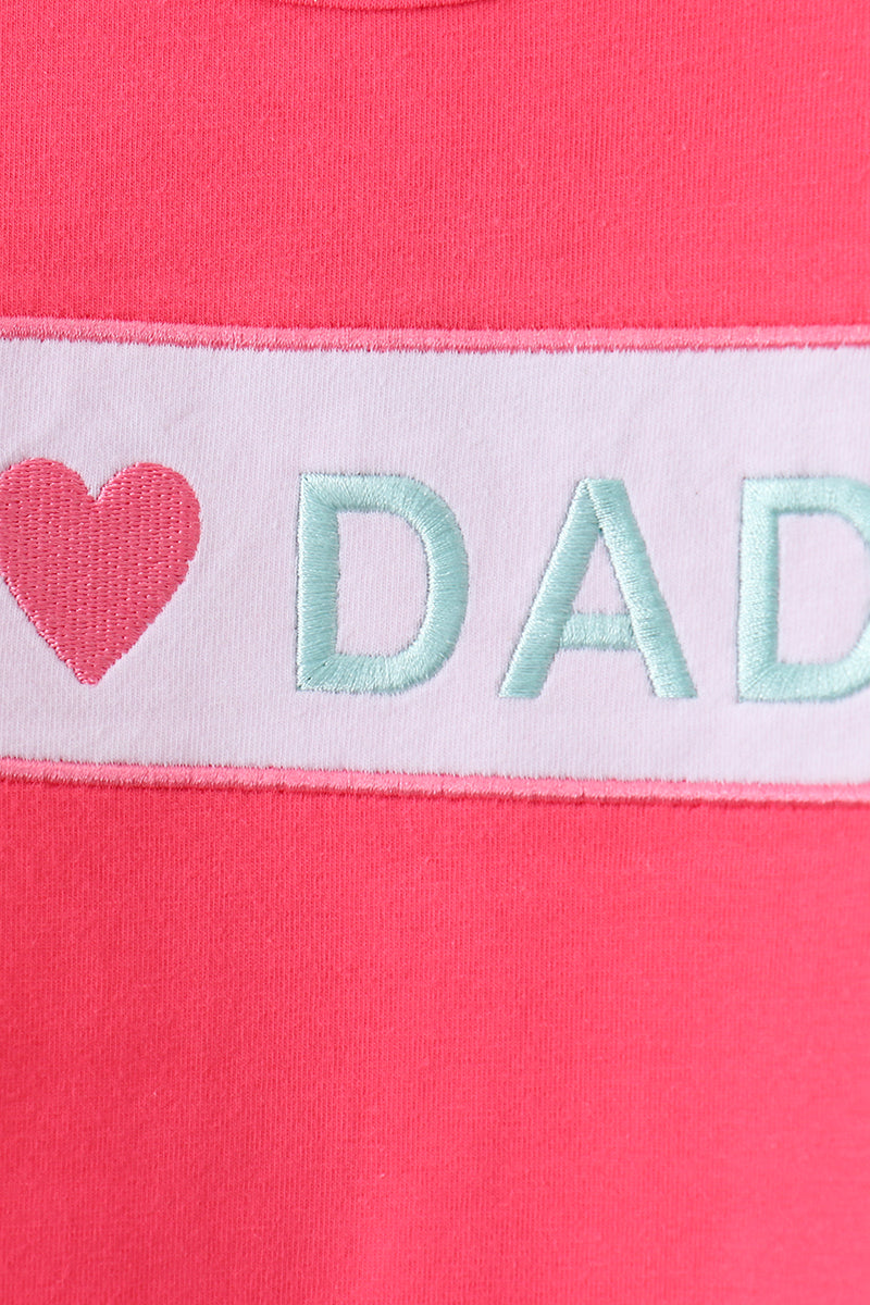 Pink floral I love Dad embroidery shorts set