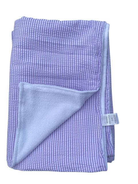 Zsa Zsa & LoLLi - Beach Towel, Seersucker, Monogram, Embroidery: Purple